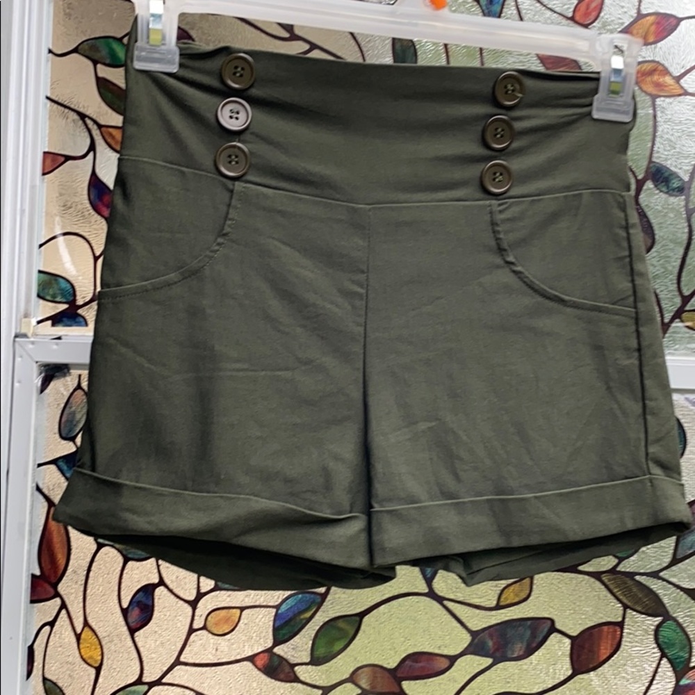 Size medium Olive Colored High wasted shorts